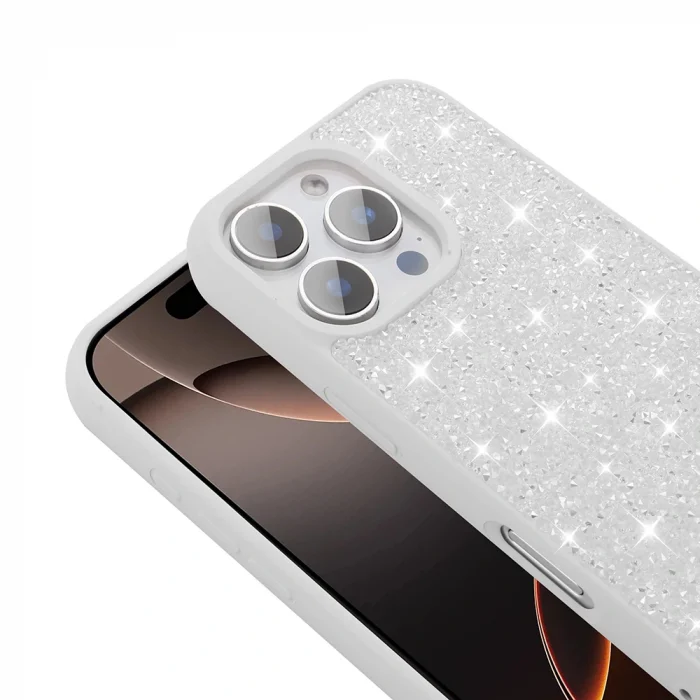 iPhone 16 Pro Kılıf Parlak Taşlı Tasarım Pırlanta Kapak