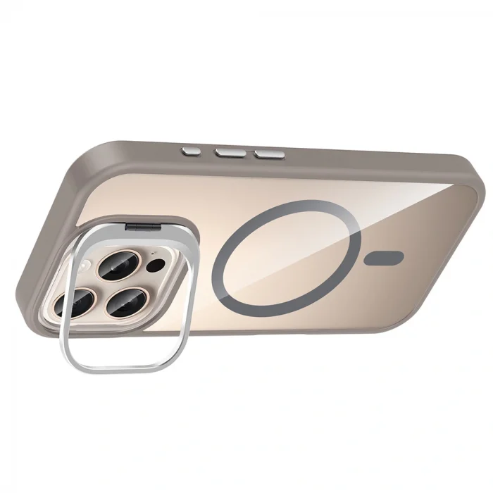 iPhone 16 Pro Kılıf Standlı ve Kamera Lens Hediyeli M-Safe Şarj Özellikli Etro Kapak