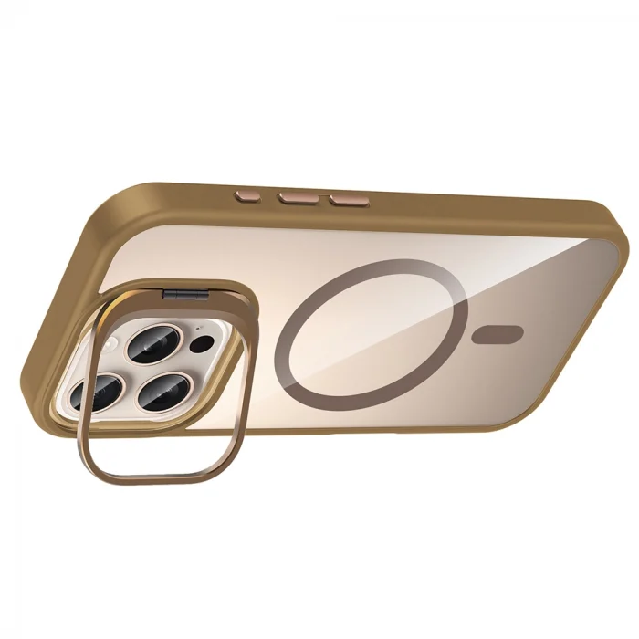 iPhone 16 Pro Kılıf Standlı ve Kamera Lens Hediyeli M-Safe Şarj Özellikli Etro Kapak