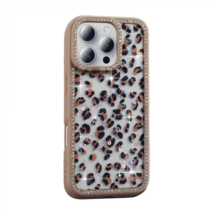 iPhone 16 Pro Kılıf Taşlı ve Simli Tasarım Azra Kapak