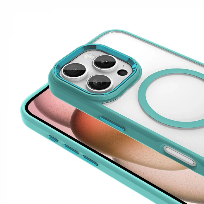 iPhone 16 Pro Kılıf Wireless Şarj Özellikli Krom M-safe Silikon Kapak