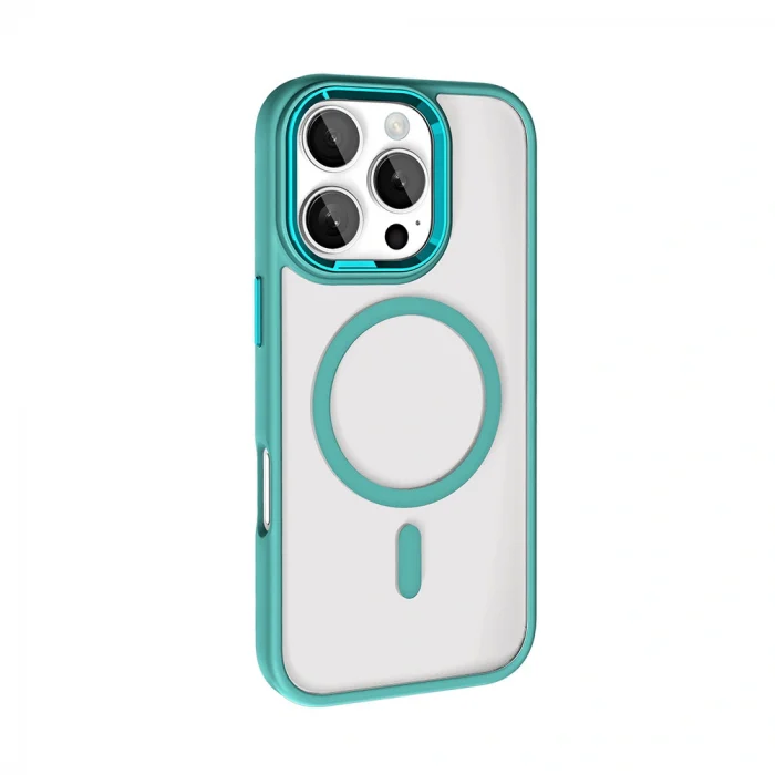 iPhone 16 Pro Kılıf Wireless Şarj Özellikli Krom M-safe Silikon Kapak