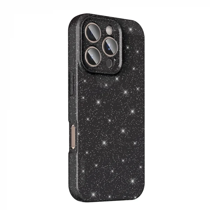 iPhone 16 Pro Max Kılıf Kamera Korumalı Simli Lüks Koton Kapak