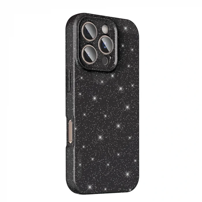 iPhone 16 Pro Max Kılıf Kamera Korumalı Simli Lüks Koton Kapak