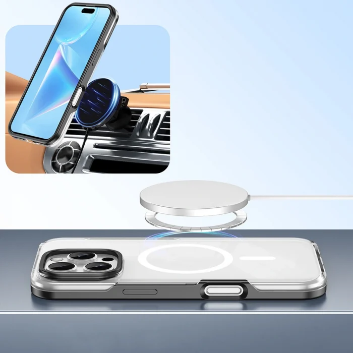 iPhone 16 Pro Max Kılıf M-safe Şarj Özellikli Çıkarılabilir Arka Yüzeyli Polar Kapak
