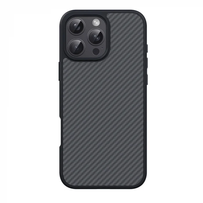 iPhone 16 Pro Max Kılıf M-safe Şarj Özellikli Karbon Fiber Tasarımlı Elnino Kapak