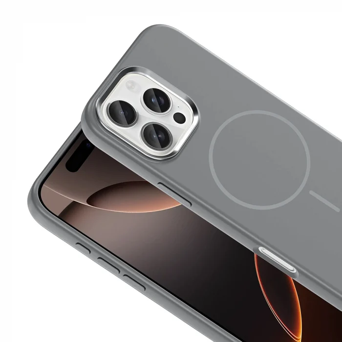 iPhone 16 Pro Max Kılıf M-Safe Şarj Özellikli Metal Kamera Çerçeveli Edi Silikon Kapak
