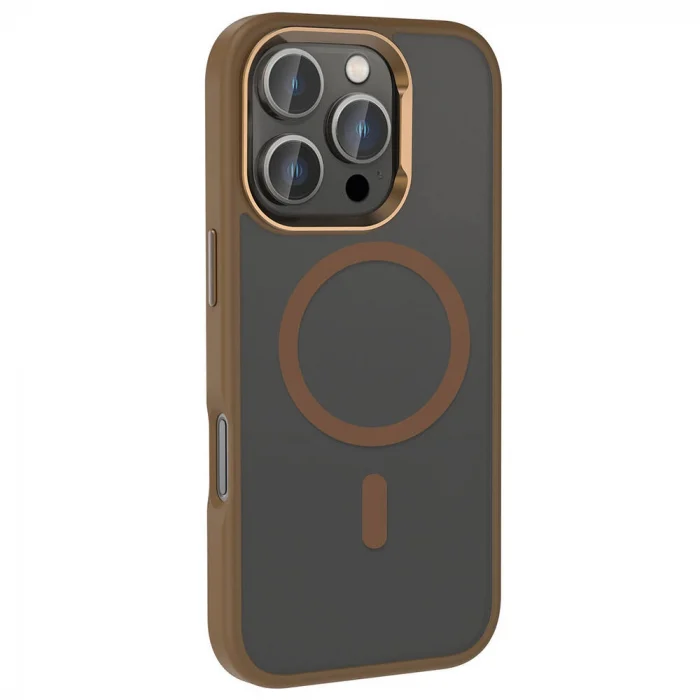 iPhone 16 Pro Max Kılıf M-safe Şarj Özellikli Parlak Kamera Çerçeveli Kost Kapak