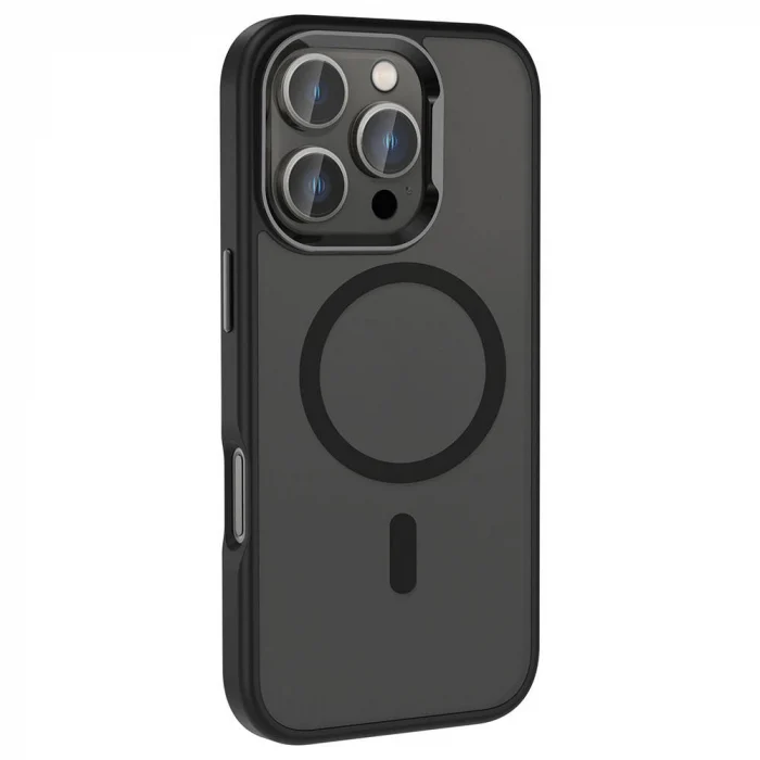 iPhone 16 Pro Max Kılıf M-safe Şarj Özellikli Parlak Kamera Çerçeveli Kost Kapak