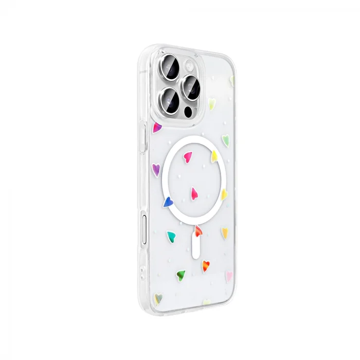 iPhone 16 Pro Max Kılıf M-Safe Şarj Özellikli Şeffaf Folk Sert Kapak