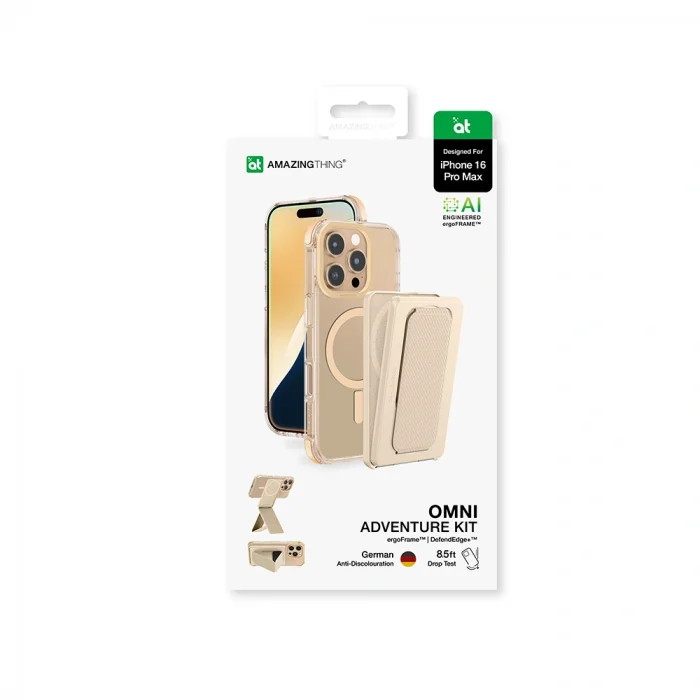 Apple iPhone 16 Pro Max Kılıf M-safe Şarj Özellikli Standlı Set Amazingthing Omni Adventure Serisi Kapak