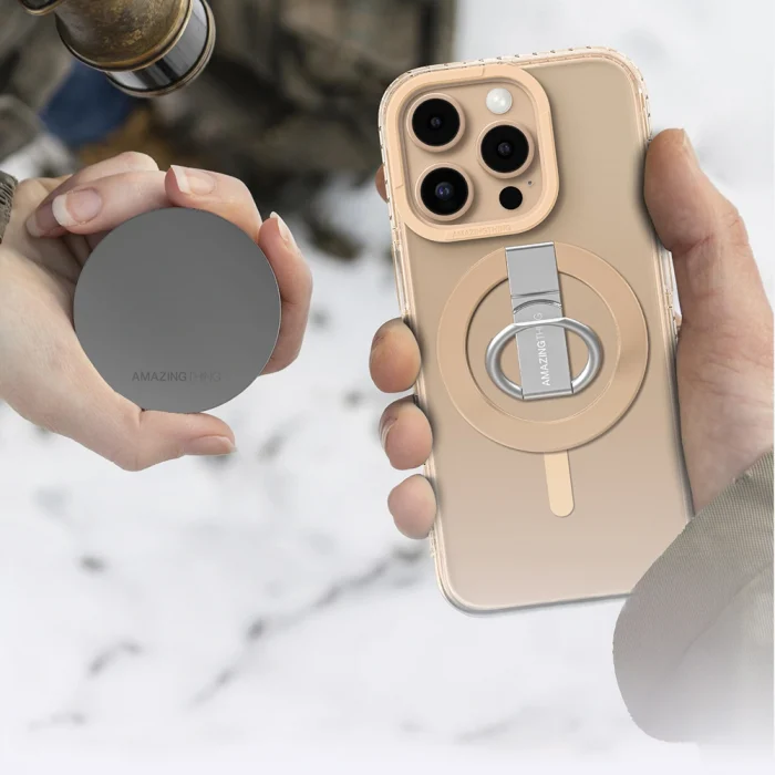 Apple iPhone 16 Pro Max Kılıf M-safe Şarj Özellikli Yüzük Standlı Amazingthing Titan Pro Serisi Kapak