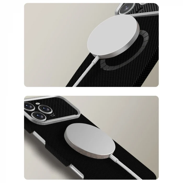 iPhone 16 Pro Max Uyumlu Kılıf M-Safe Şarj Özellikli Paris Zerre Sert PC Kapak