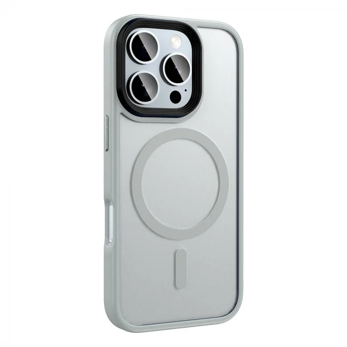 iPhone 16 Pro Max Kılıf Mat Arka Yüzey Wireless Şarj Özellikli Flet M-safe Kapak