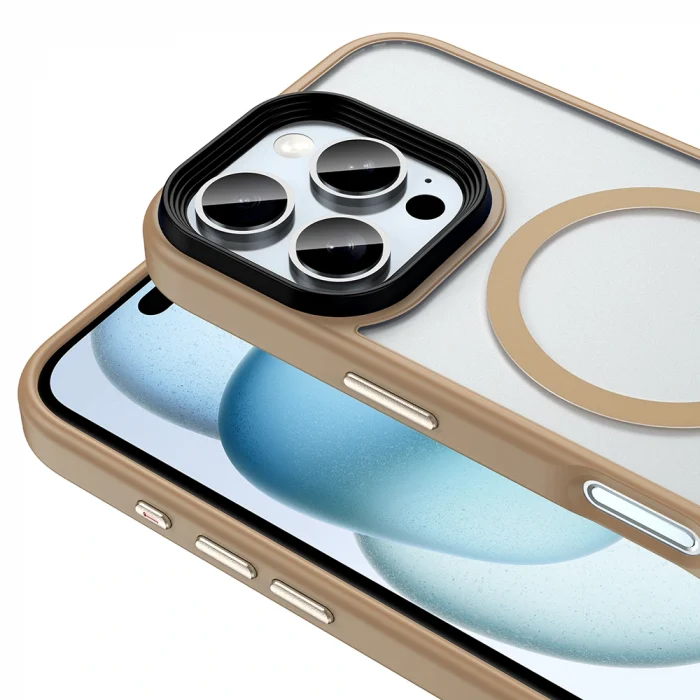 iPhone 16 Pro Max Kılıf Mat Arka Yüzey Wireless Şarj Özellikli Flet M-safe Kapak