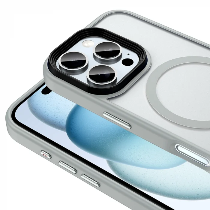 iPhone 16 Pro Max Kılıf Mat Arka Yüzey Wireless Şarj Özellikli Flet M-safe Kapak