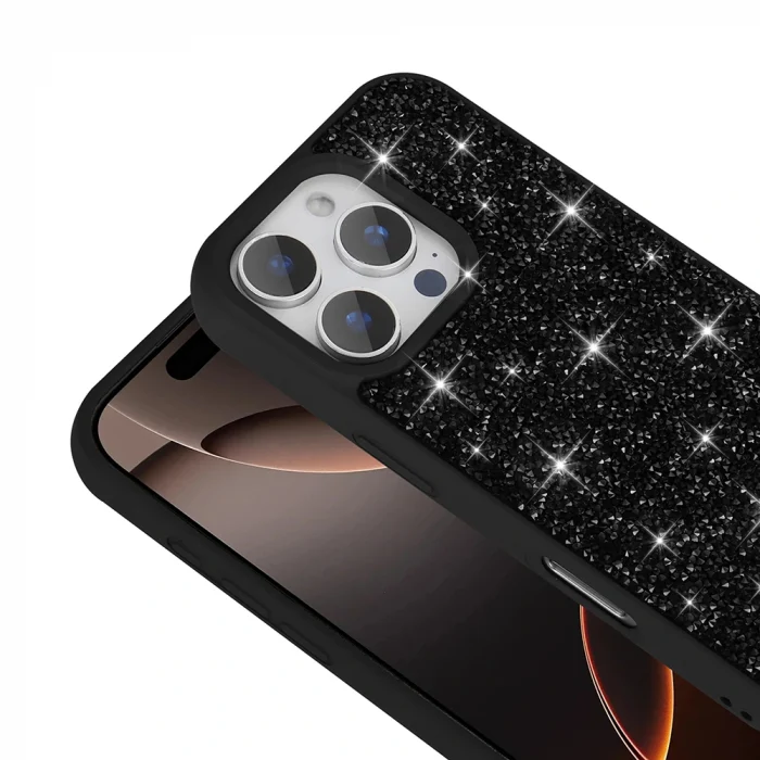 iPhone 16 Pro Max Kılıf Parlak Taşlı Tasarım Pırlanta Kapak