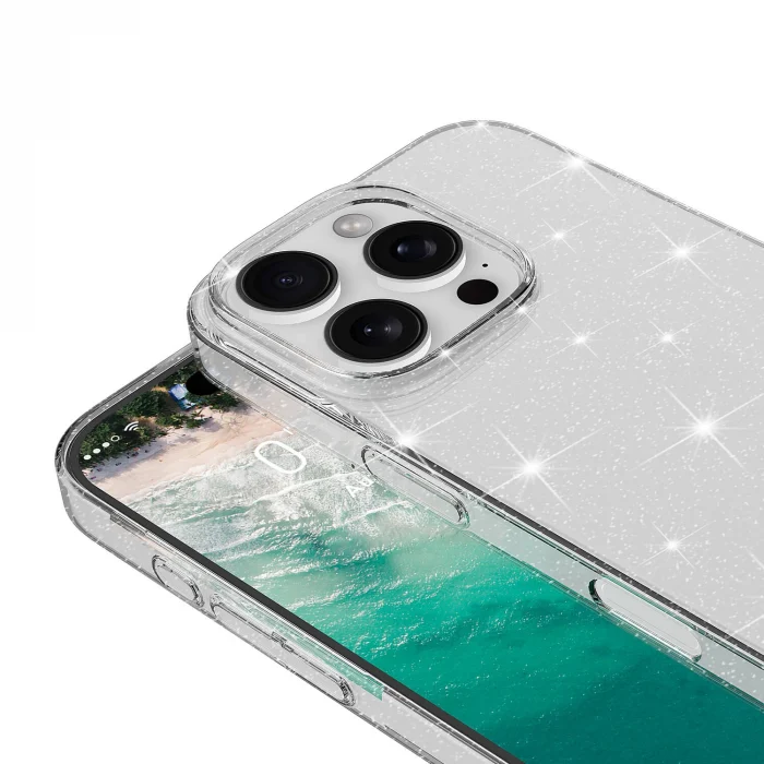 iPhone 16 Pro Max Kılıf Parlayan Simli Şeffaf Redos Kapak