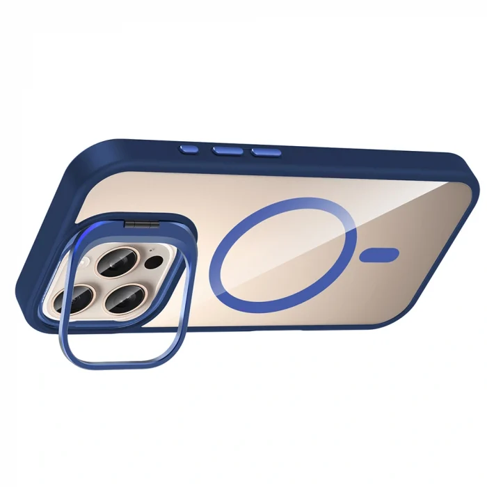 iPhone 16 Pro Max Kılıf Standlı ve Kamera Lens Hediyeli M-Safe Şarj Özellikli Etro Kapak