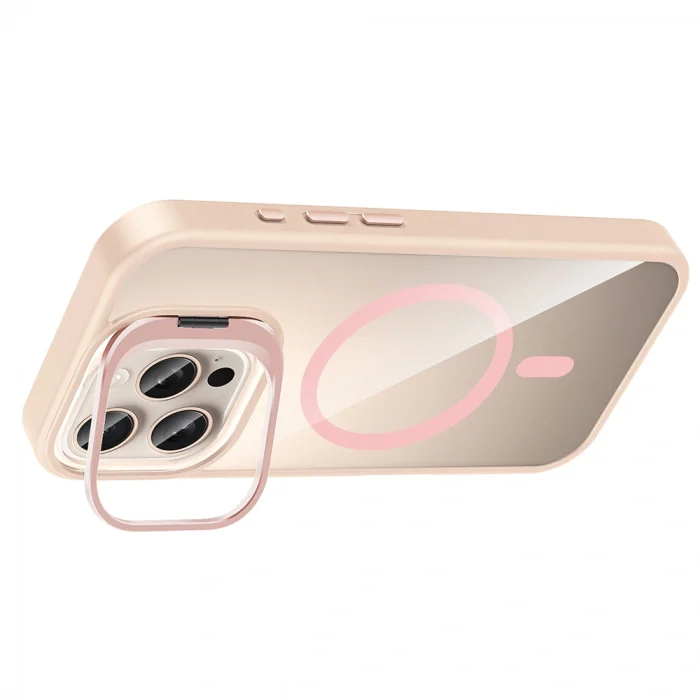 iPhone 16 Pro Max Kılıf Standlı ve Kamera Lens Hediyeli M-Safe Şarj Özellikli Etro Kapak