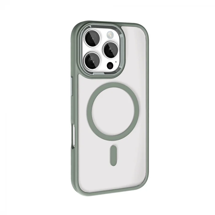 iPhone 16 Pro Max Kılıf Wireless Şarj Özellikli Krom M-safe Silikon Kapak