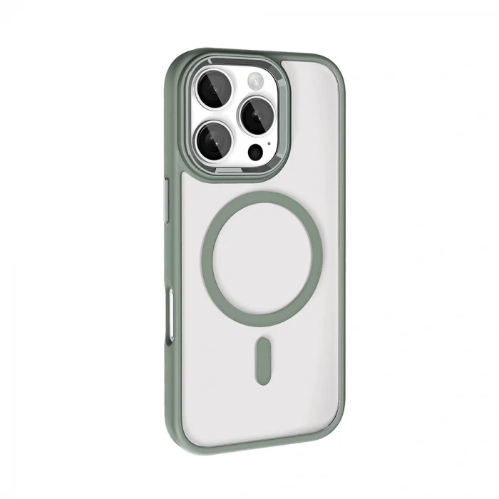 iPhone 16 Pro Max Kılıf Wireless Şarj Özellikli Krom M-safe Silikon Kapak