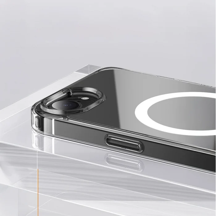 iPhone 16E Kılıf M-safe Şarj Özellikli Şeffaf Sert PC Embos Kapak