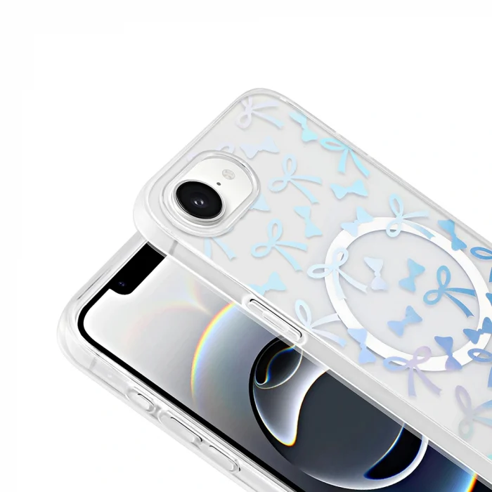 iPhone 16E Kılıf M-Safe Şarj Özellikli Şeffaf Folk Sert Kapak