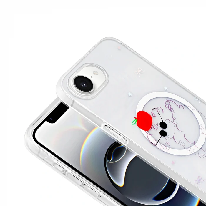 iPhone 16E Kılıf M-Safe Şarj Özellikli Şeffaf Folk Sert Kapak