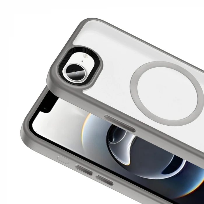 iPhone 16E Kılıf Mat Arka Yüzey Wireless Şarj Özellikli Flet M-safe Kapak