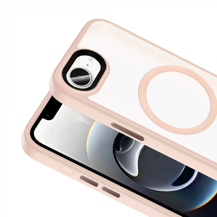 iPhone 16E Kılıf Mat Arka Yüzey Wireless Şarj Özellikli Flet M-safe Kapak