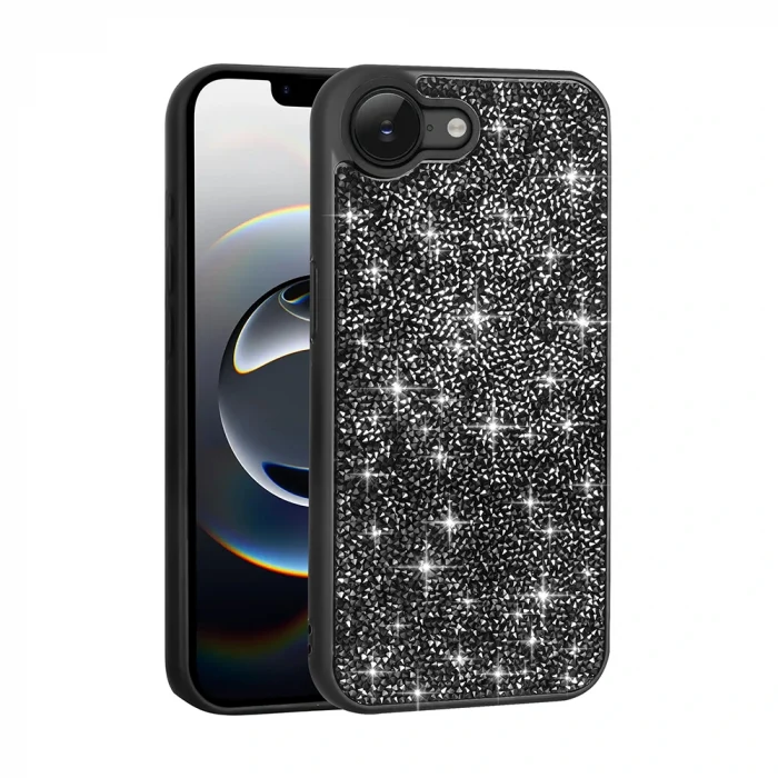 iPhone 16E Kılıf Parlak Taşlı Tasarım Pırlanta Kapak