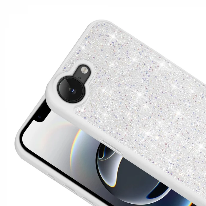 iPhone 16E Kılıf Parlak Taşlı Tasarım Pırlanta Kapak