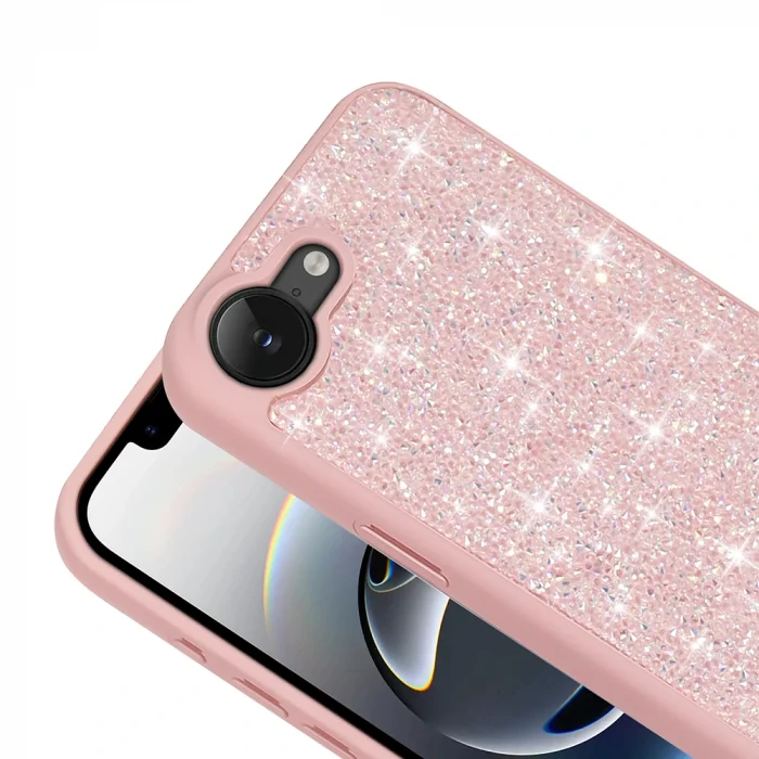 iPhone 16E Kılıf Parlak Taşlı Tasarım Pırlanta Kapak