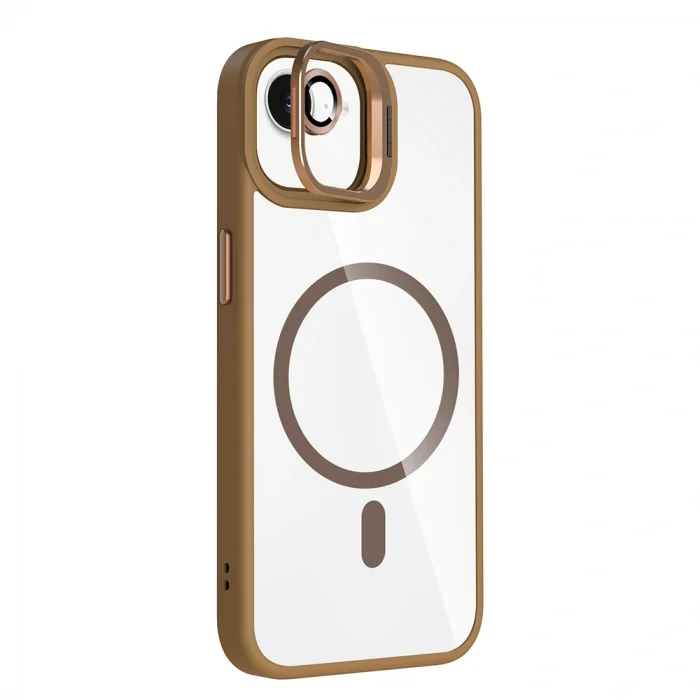 iPhone 16E Kılıf Standlı ve Kamera Lens Hediyeli M-Safe Şarj Özellikli Etro Kapak