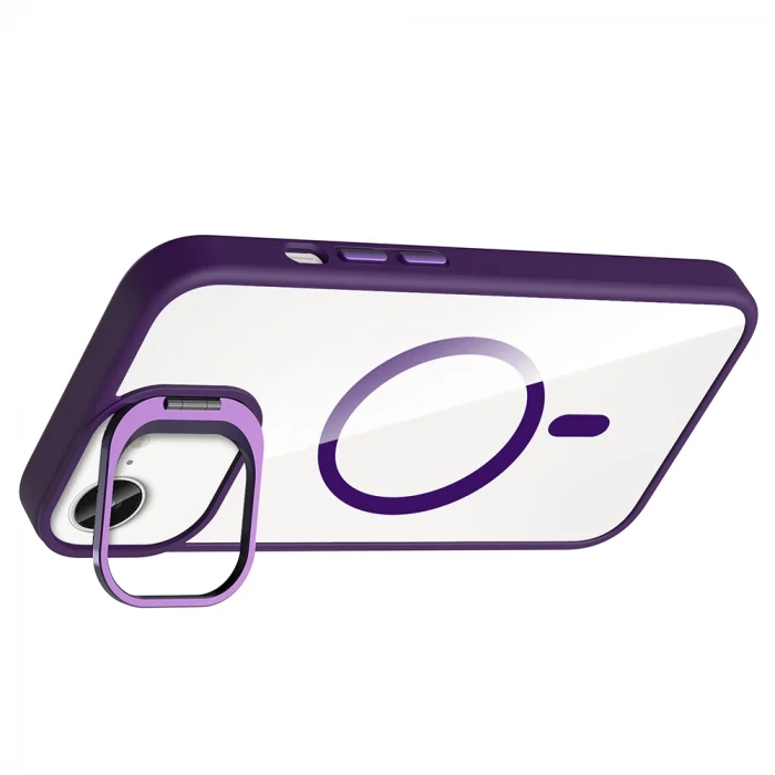 iPhone 16E Kılıf Standlı ve Kamera Lens Hediyeli M-Safe Şarj Özellikli Etro Kapak