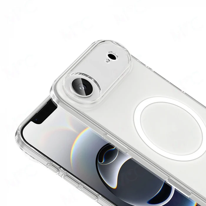 iPhone 17 Air Kılıf IC Çipli M-Safe Şarj Özellikli Şeffaf Kamera Çerçeveli Toledo Kapak