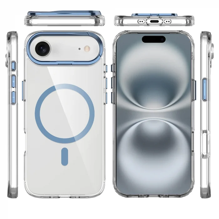 Apple iPhone 17 Air Kılıf M-safe Şarj Özellikli Airbagli Kamera Standlı Zore Azor Kapak