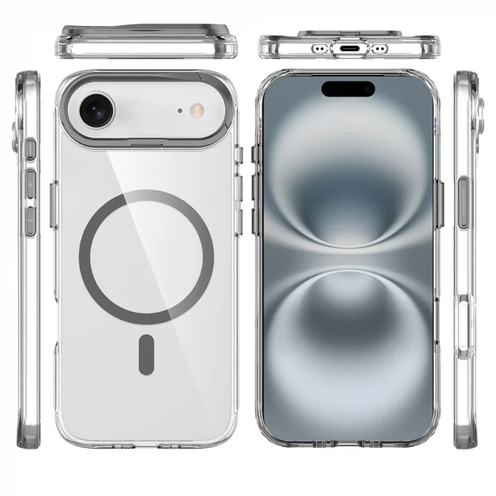 Apple iPhone 17 Air Kılıf M-safe Şarj Özellikli Airbagli Kamera Standlı Zore Azor Kapak