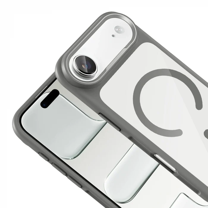 iPhone 17 Air Kılıf M-Safe Şarj Özellikli Metal Kamera Çerçeveli Tiko Kapak