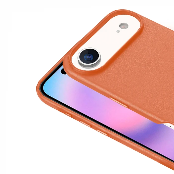 iPhone 17 Air Kılıf M-safe Şarj Özellikli PU Deri Görünümlü Kupra Kapak