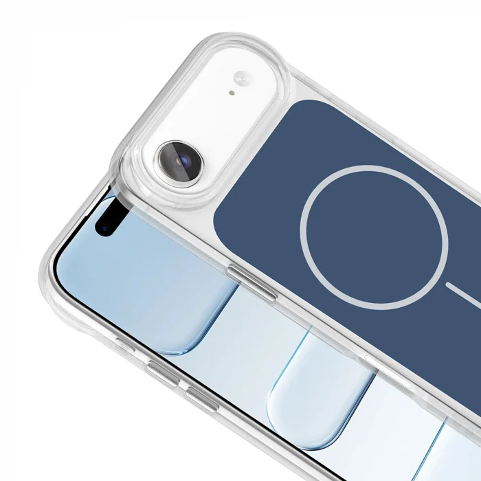 iPhone 17 Air Kılıf Metal Buton Tasarımlı İkonik Sert Silikon Kapak