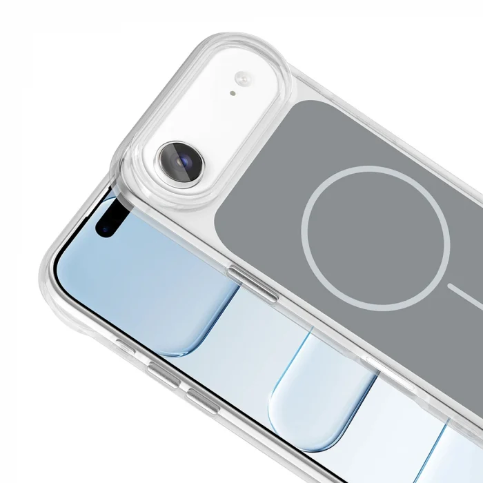 iPhone 17 Air Kılıf Metal Buton Tasarımlı İkonik Sert Silikon Kapak