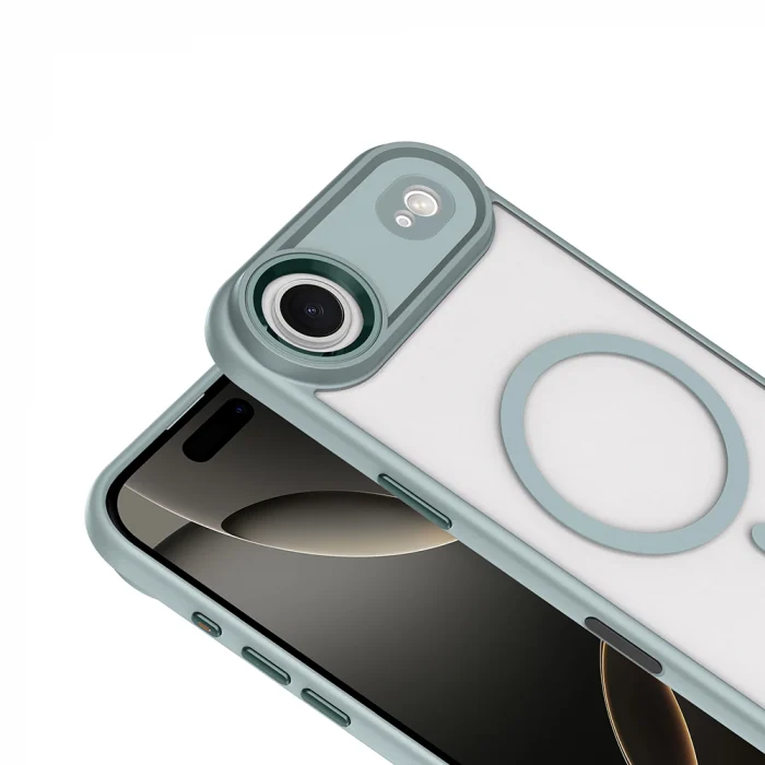 iPhone 17 Air Kılıf Wireless Şarj Özellikli Krom M-safe Silikon Kapak