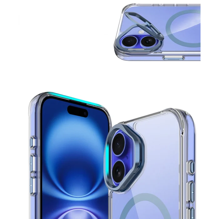 Apple iPhone 17 Kılıf M-safe Şarj Özellikli Airbagli Kamera Standlı Zore Azor Kapak