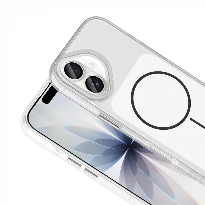 iPhone 17 Kılıf M-Safe Şarj Özellikli Metal Buton Tasarımlı İkonik Sert Silikon Kapak