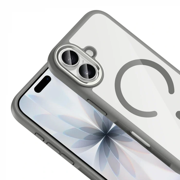 iPhone 17 Kılıf M-Safe Şarj Özellikli Metal Kamera Çerçeveli Tiko Kapak