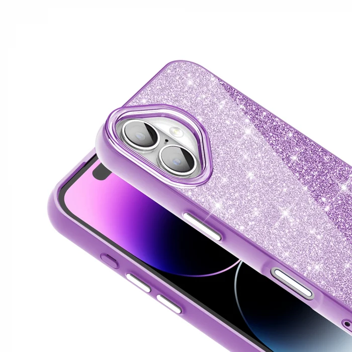 iPhone 17 Kılıf M-safe Şarj Özellikli Parlayan Simli Okso Kapak