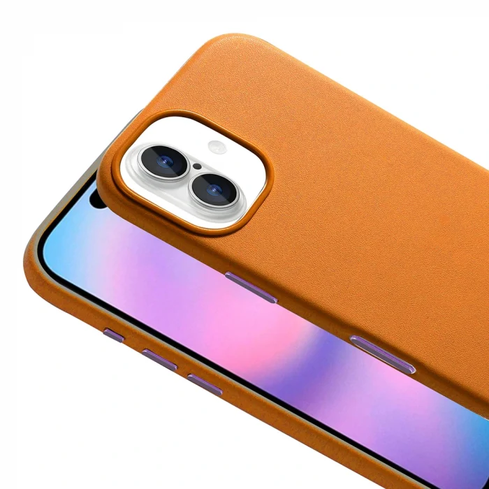 iPhone 17 Kılıf M-safe Şarj Özellikli PU Deri Görünümlü Kupra Kapak