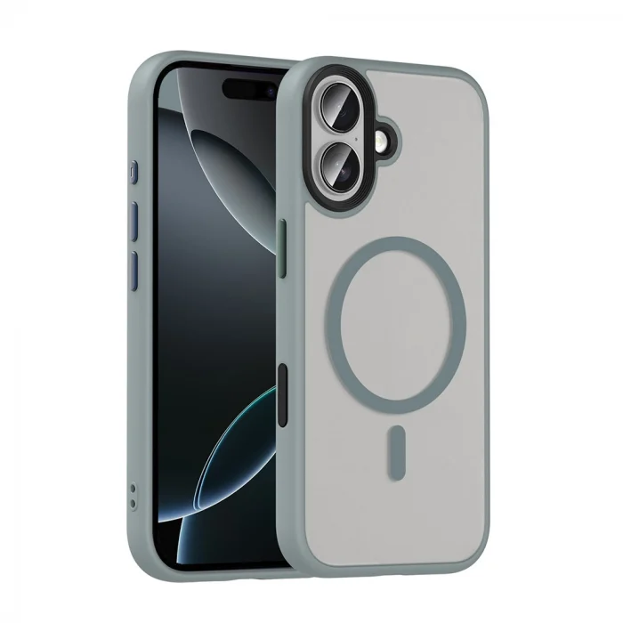 iPhone 17 Kılıf Mat Arka Yüzey Wireless Şarj Özellikli Flet M-safe Kapak